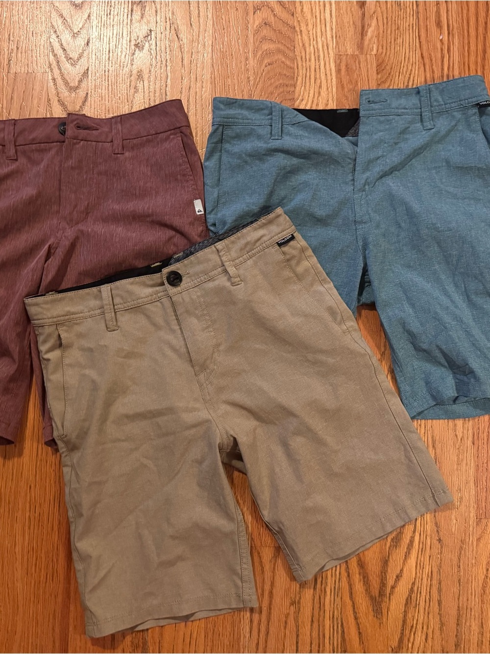Quicksilver & Volcom Twill Shorts - Tan, Blue, Burgundy